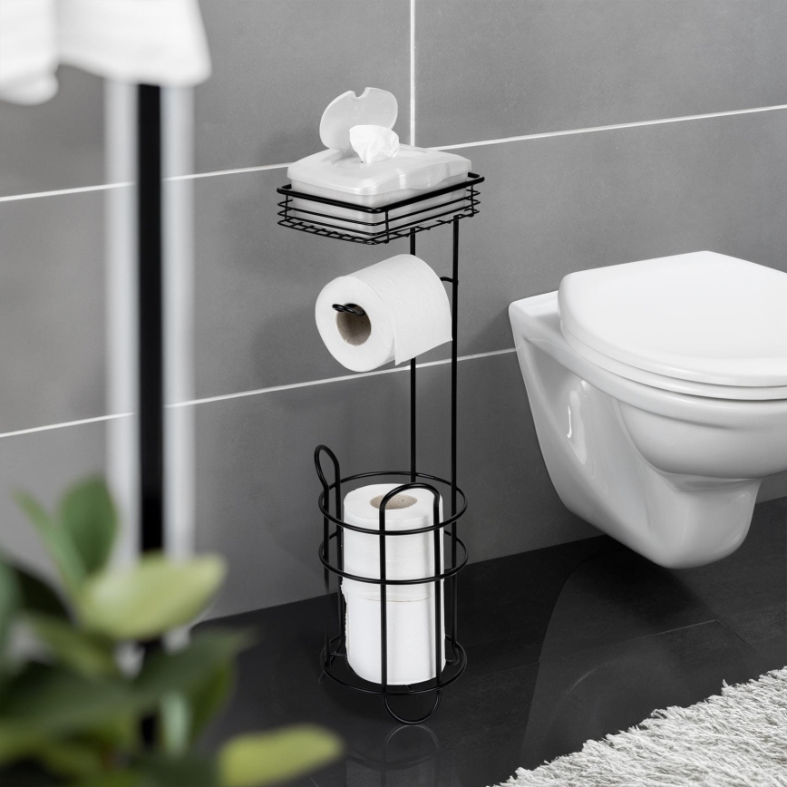 WENKO 71451800 - Support pour papier toilette 16 x 59 cm noir