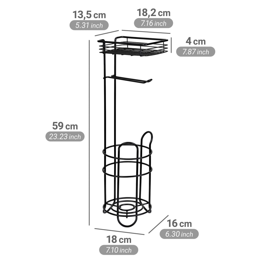 WENKO 71451800 - Support pour papier toilette 16 x 59 cm noir