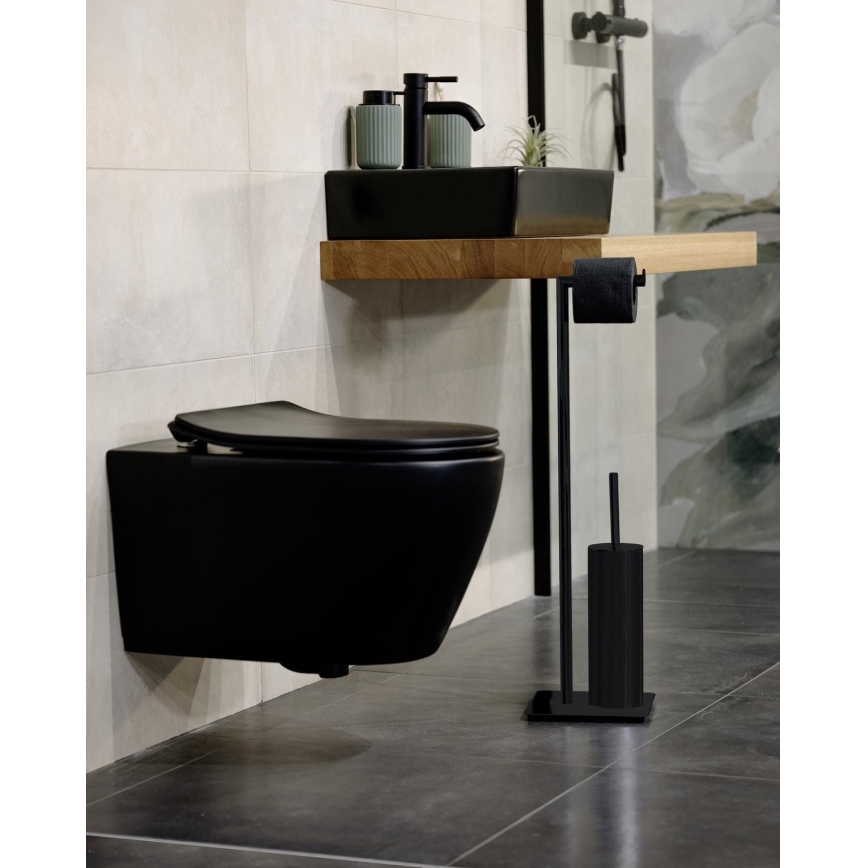 WENKO 71556800 - Ensemble WC RECCO 20x71,5 cm noir