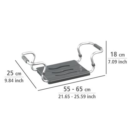 WENKO 73392500-Siège de sécurité pour salle de bains 26x18 cm argenté/anthracite