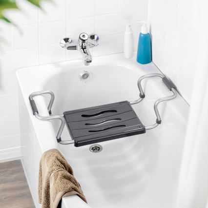 WENKO 73392500-Siège de sécurité pour salle de bains 26x18 cm argenté/anthracite