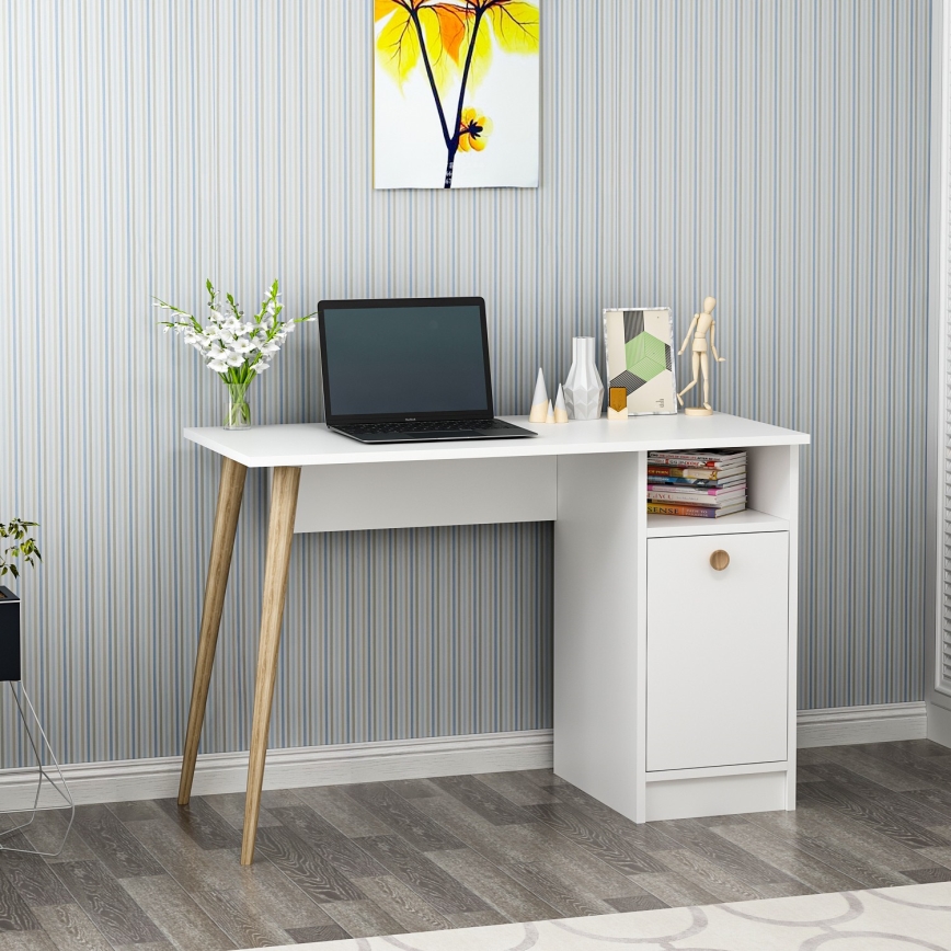 werk tafel CANNAS 110x74 cm wit/bruin