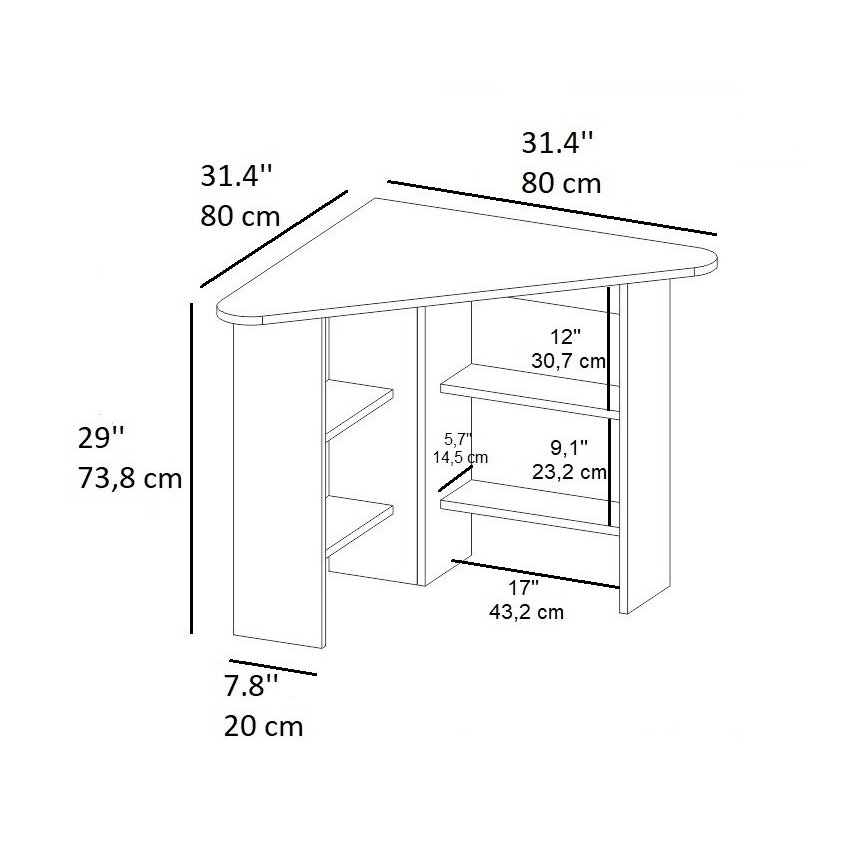 werk tafel CORNER 73,8x80 cm saffier eiken