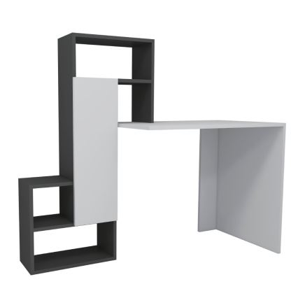 werk tafel met een plank IRMAK 119x138,6 cm wit/antraciet