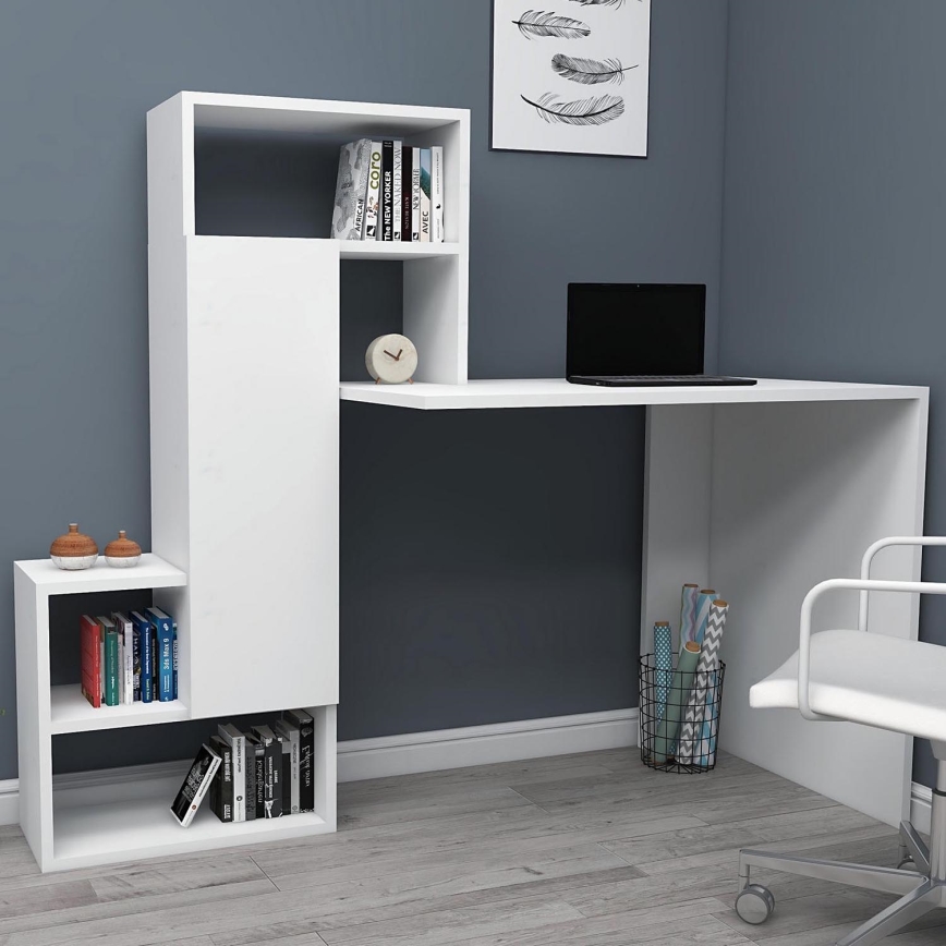 werk tafel met een plank IRMAK 119x138,6 cm wit