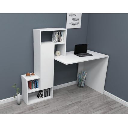 werk tafel met een plank IRMAK 119x138,6 cm wit
