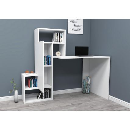 werk tafel met een plank IRMAK 119x138,6 cm wit