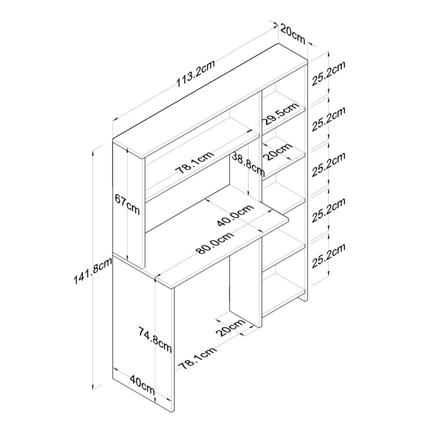 werk tafel met een plank RANI 113,2x141,8 cm wit
