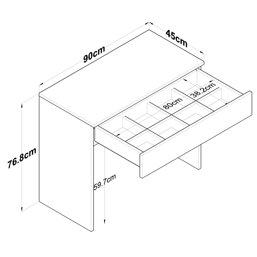 werk tafel RANI 90x76,8 cm wit