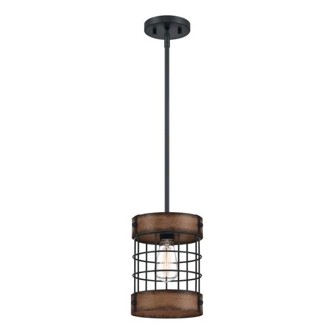 Westinghouse 61179 - Hanglamp aan een koord LANGSTON 1xE27/60W/230V barnwood