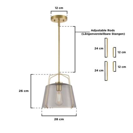 Westinghouse 61251 - Suspension sur tige HALLEIN 1xE27/60W/230V Ø 28 cm