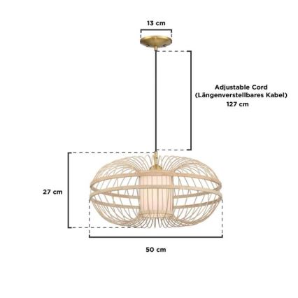 Westinghouse 61255 - Suspension filaire TULCEA 1xE27/60W/230V bambou