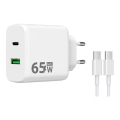 Winner Group - Adaptateur de charge rapide 2xUSB PD 65W + Câble USB USB-C / USB-C 1m