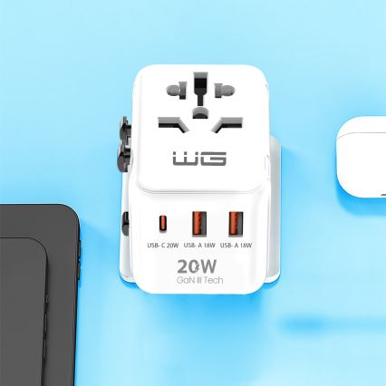 Winner Group - Adaptateur de voyage à charge rapide Power Delivery 20 W, blanc