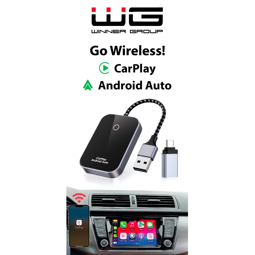 Winner Group-Adapter GoWireless! voor draadloze verbinding CarPlay en Android Auto