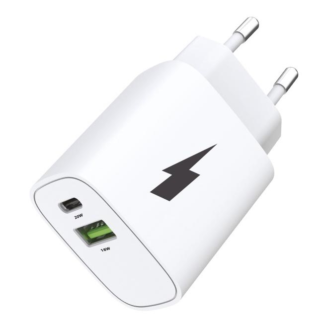 Winner Group - Adapter voor snel opladen 1xUSB-C + 1xUSB-A Power Delivery 20W wit