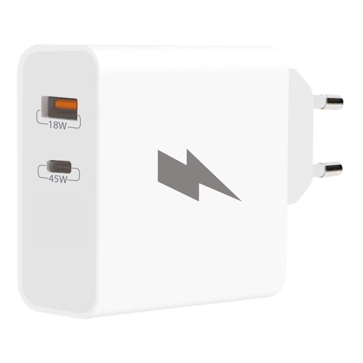 Winner Group - Adapter voor snel opladen 1xUSB-C + 1xUSB-A Power Delivery 45W wit