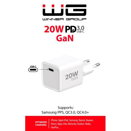 Winner Group - Adapter voor snel opladen 1xUSB-C Power Delivery 20W wit