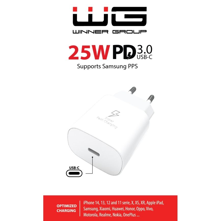 Winner Group - Adapter voor snel opladen 1xUSB-C Power Delivery 25W wit