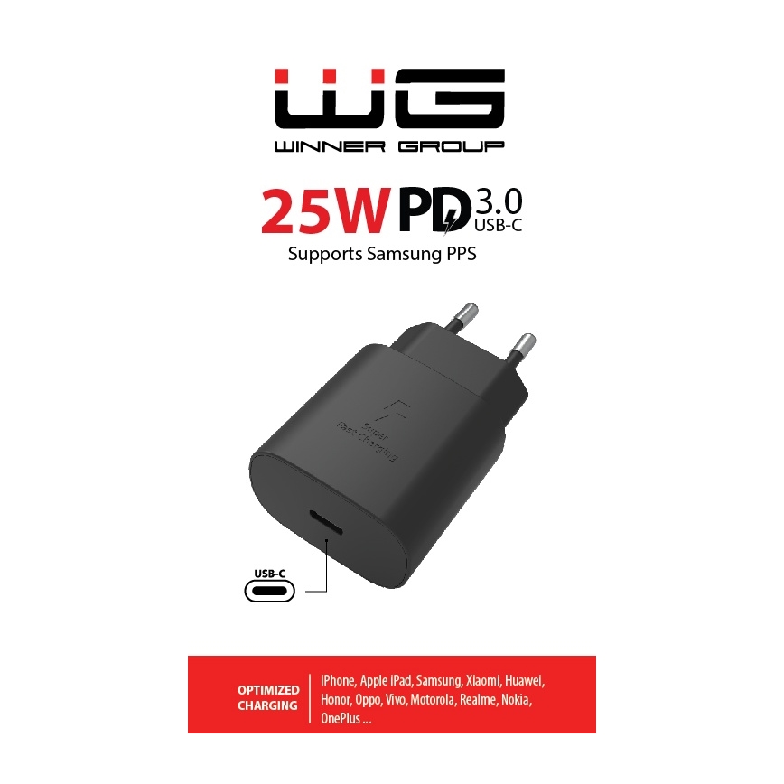 Winner Group - Adapter voor snel opladen 1xUSB-C Power Delivery 25W zwart