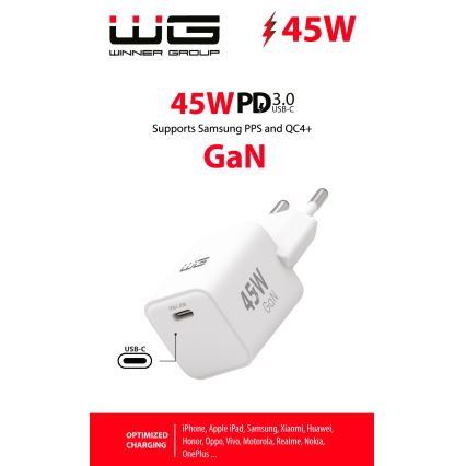 Winner Group - Adapter voor snel opladen 1xUSB-C Power Delivery 45W wit