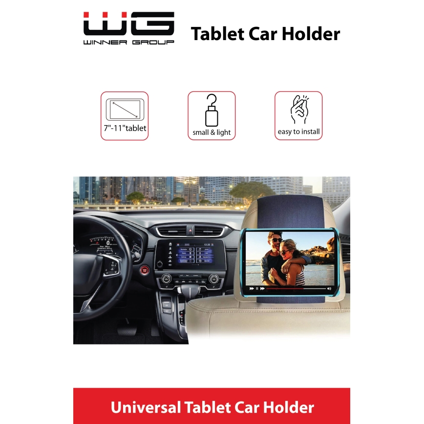 Winner Group - Auto klittenband tablethouder zwart