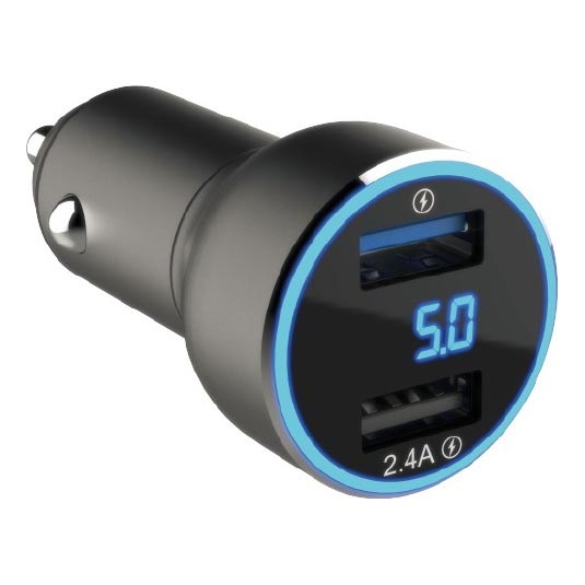 Winner Group - Autolader met een scherm 2xUSB-A Power Delivery 30W zwart