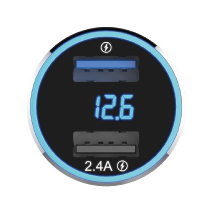 Winner Group - Autolader met een scherm 2xUSB-A Power Delivery 30W zwart