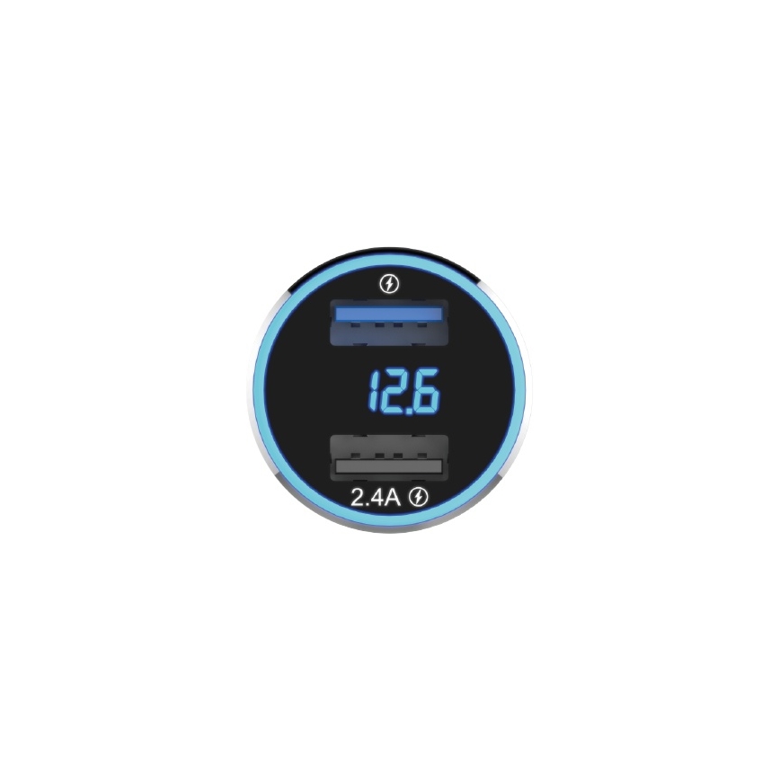 Winner Group - Autolader met een scherm 2xUSB-A Power Delivery 30W zwart