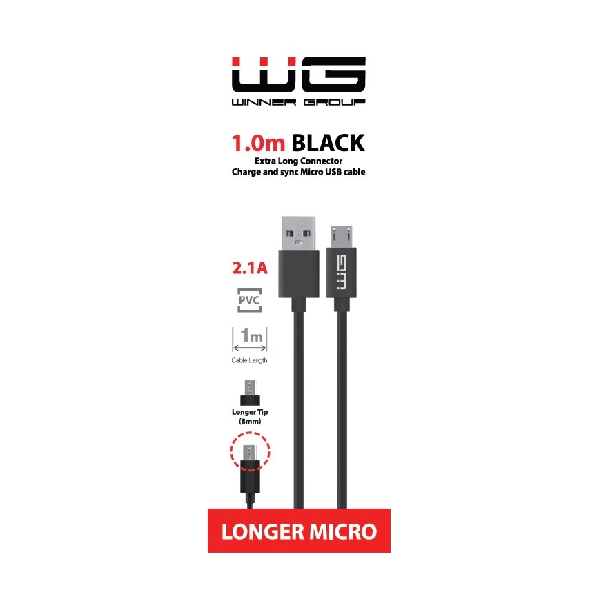 Winner Group - Câble USB étendu Micro USB / USB-A 1m noir