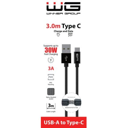 Winner Group - Câble USB USB-C / USB-A 30W 3m noir