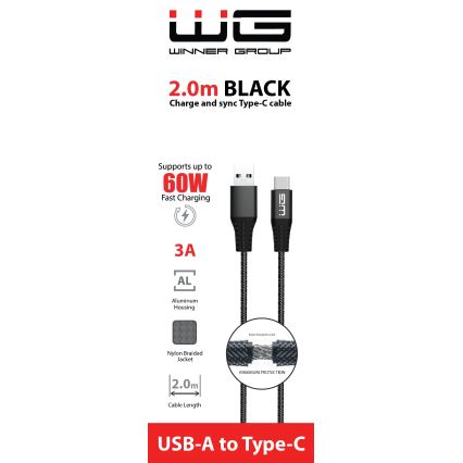 Winner Group - Câble USB USB-C / USB-A 60W 2m noir