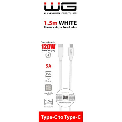 Winner Group - Câble USB USB-C / USB-C 120W 1,5m blanc