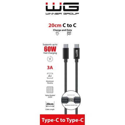 Winner Group - Câble USB USB-C / USB-C 60W 20cm noir