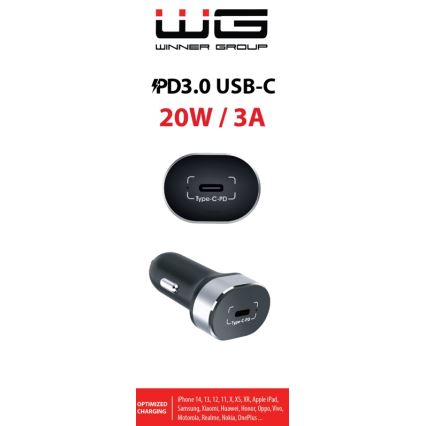 Winner Group - Chargeur de voiture 1x USB-C Power Delivery 20W noir