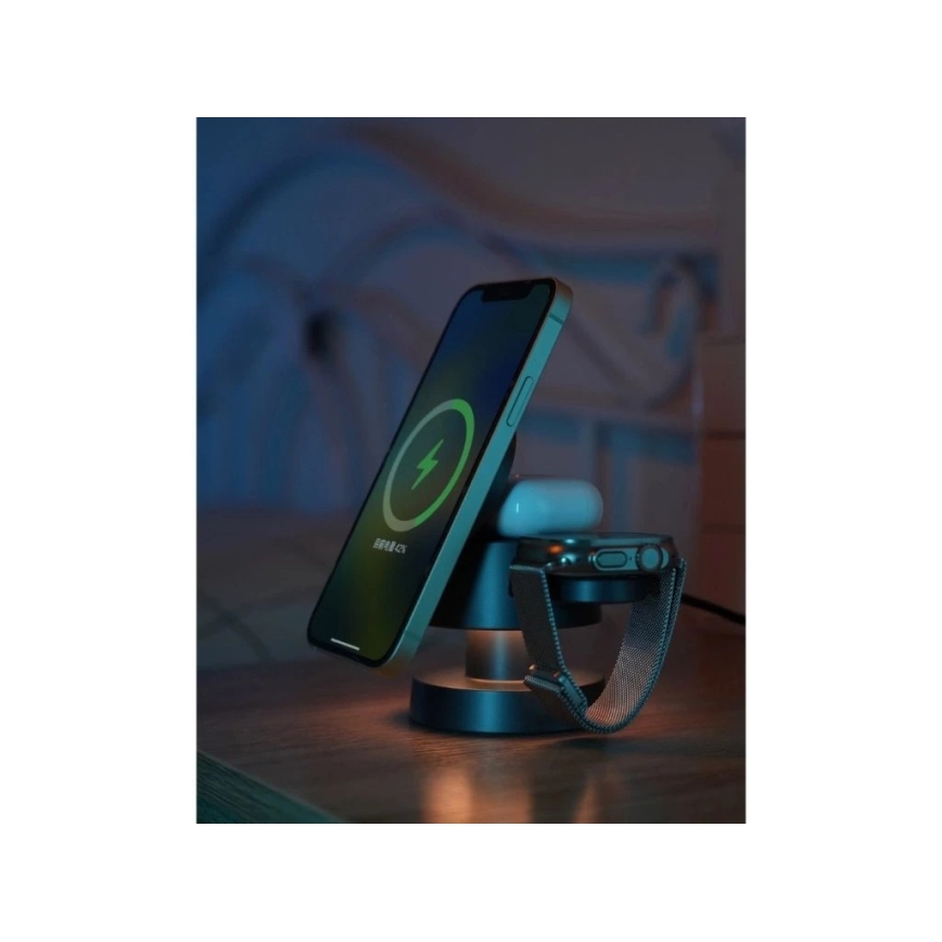 Winner Group - Draadloze oplader 4-in-1 MUSH8OOM 27W antraciet