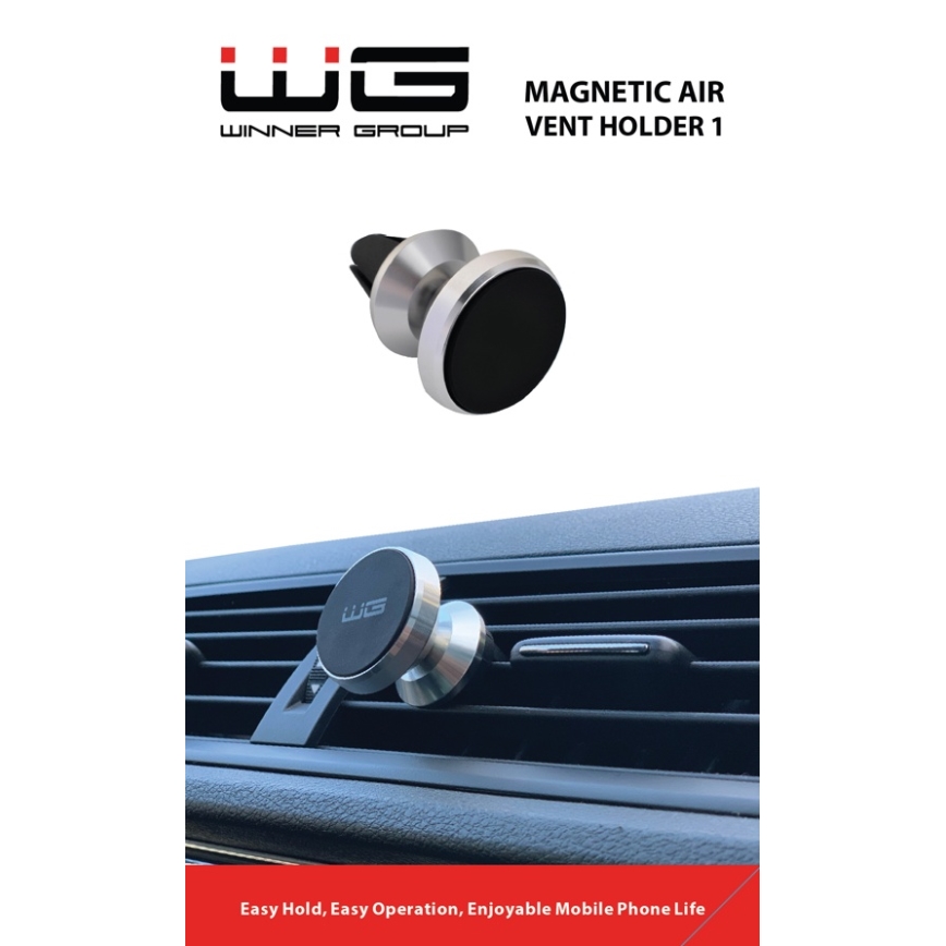 Winner Group - Magnetische telefoonhouder voor in de auto, zilver