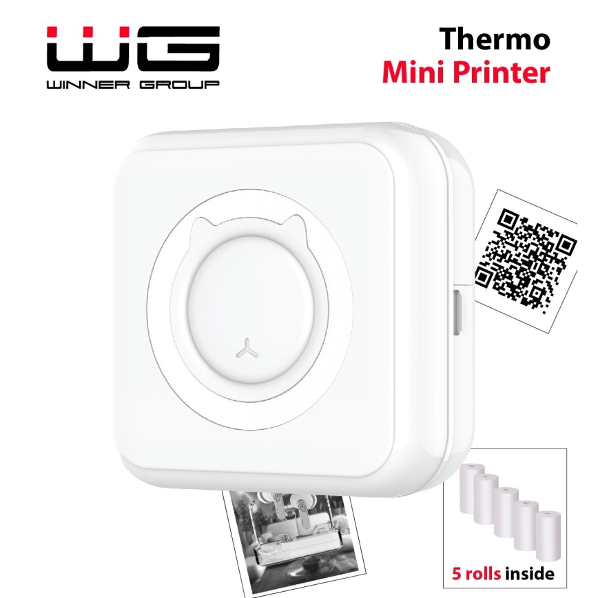 Winner Group - Mini thermische printer 800 mAh wit