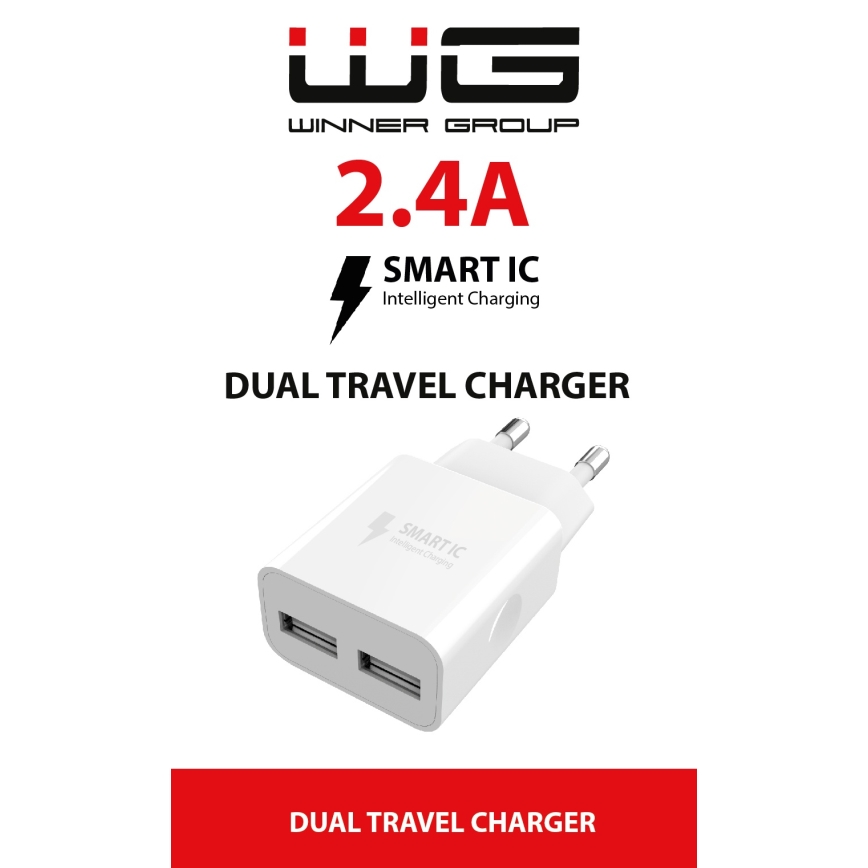 Winner Group - Oplader 2xUSB-A 12W wit
