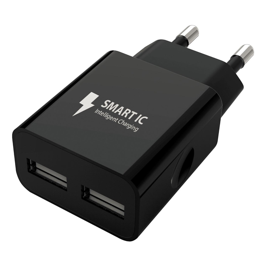 Winner Group - Oplader 2xUSB-A 12W zwart