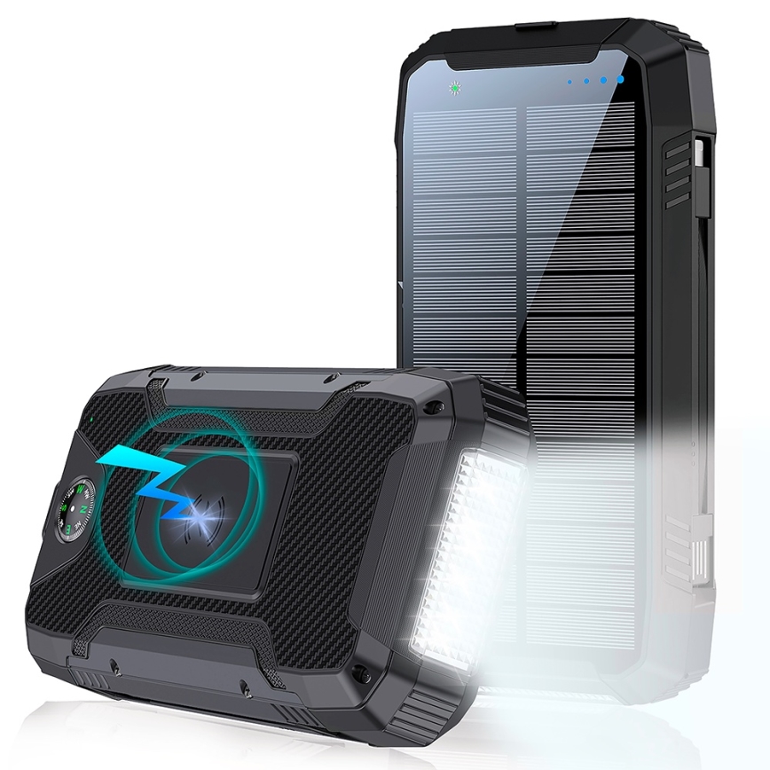 Winner Group - Powerbank met draadloos opladen en zonnepaneel 20000 mAh 20W PD