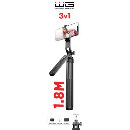 Winner Group - Selfiestick 3in1 met een standaard 55 mAh 180 cm zwart