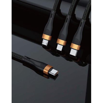 Winner Group -USB-kabel 3in1 USB-C / Lightning, USB-C en Micro USB 100W 1,5m zwart
