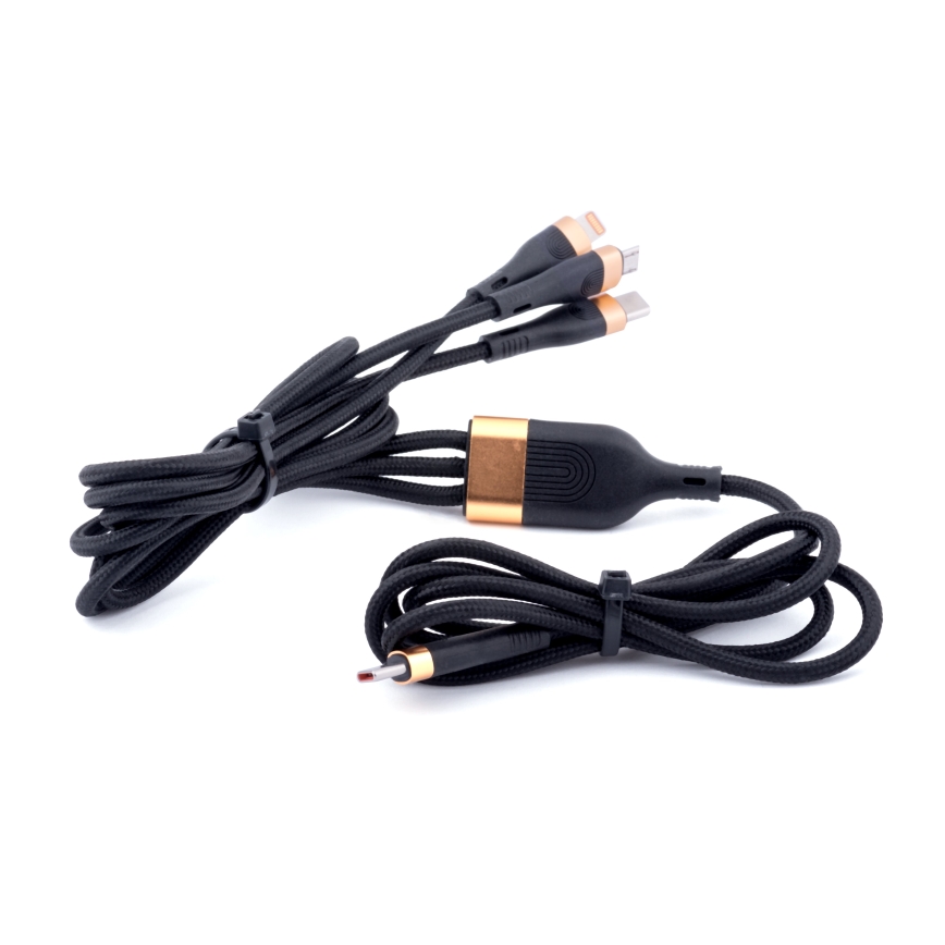 Winner Group -USB-kabel 3in1 USB-C / Lightning, USB-C en Micro USB 100W 1,5m zwart