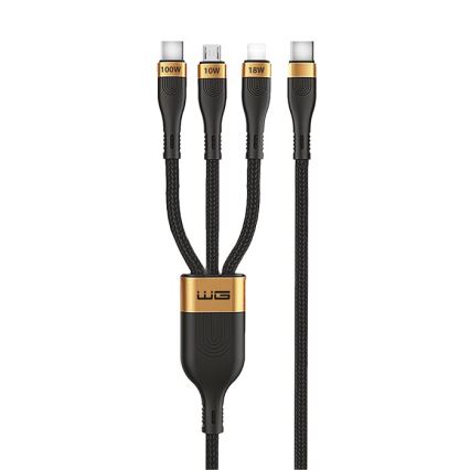 Winner Group -USB-kabel 3in1 USB-C / Lightning, USB-C en Micro USB 100W 1,5m zwart