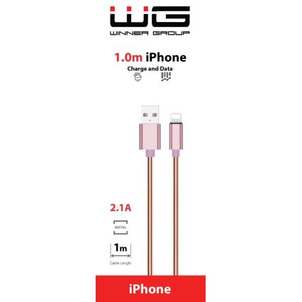 Winner Group - USB-kabel Lightning / USB-A 1m roze