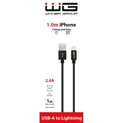 Winner Group - USB-kabel Lightning / USB-A 1m zwart