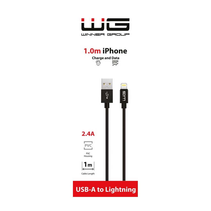 Winner Group - USB-kabel Lightning / USB-A 1m zwart