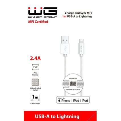 Winner Group - USB-kabel MFI Lightning / USB-A 1m wit