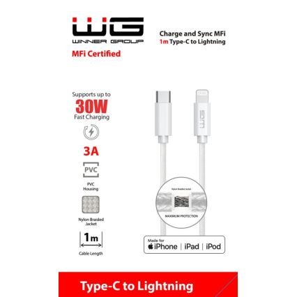 Winner Group - USB-kabel MFI Lightning / USB-C 1m wit